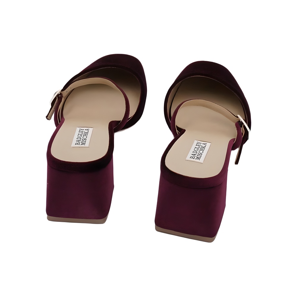 Badgley Mischka Valarie Round Toe Mary Jain Dress Mule Wine Velvet Size 7.5M - Picture 3 of 6